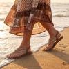 imageAllegra K Womens Flat Sandals TStrap Elastic Back Strap Rhinestone Flip Flop Sandals Dark Brown 95