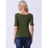 imageAllegra K Womens Half Sleeves Boat Neck Fitted Elbow Length Top Soft TShirtArmy Green