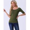 imageAllegra K Womens Half Sleeves Boat Neck Fitted Elbow Length Top Soft TShirtArmy Green