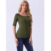 imageAllegra K Womens Half Sleeves Boat Neck Fitted Elbow Length Top Soft TShirtArmy Green