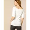 imageAllegra K Womens Half Sleeves Boat Neck Fitted Elbow Length Top Soft TShirtBeige