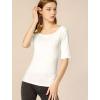 imageAllegra K Womens Half Sleeves Boat Neck Fitted Elbow Length Top Soft TShirtBeige
