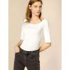 imageAllegra K Womens Half Sleeves Boat Neck Fitted Elbow Length Top Soft TShirtBeige