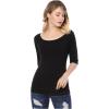 imageAllegra K Womens Half Sleeves Boat Neck Fitted Elbow Length Top Soft TShirtBlack