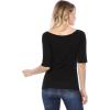 imageAllegra K Womens Half Sleeves Boat Neck Fitted Elbow Length Top Soft TShirtBlack