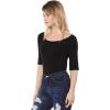 imageAllegra K Womens Half Sleeves Boat Neck Fitted Elbow Length Top Soft TShirtBlack