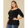 imageAllegra K Womens Half Sleeves Boat Neck Fitted Elbow Length Top Soft TShirtBlack