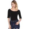 imageAllegra K Womens Half Sleeves Boat Neck Fitted Elbow Length Top Soft TShirtBlack