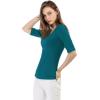imageAllegra K Womens Half Sleeves Boat Neck Fitted Elbow Length Top Soft TShirtBlue Green