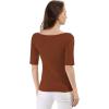 imageAllegra K Womens Half Sleeves Boat Neck Fitted Elbow Length Top Soft TShirtBrown