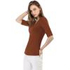 imageAllegra K Womens Half Sleeves Boat Neck Fitted Elbow Length Top Soft TShirtBrown