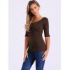 imageAllegra K Womens Half Sleeves Boat Neck Fitted Elbow Length Top Soft TShirtCoffee Brown