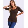 imageAllegra K Womens Half Sleeves Boat Neck Fitted Elbow Length Top Soft TShirtCoffee Brown