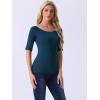 imageAllegra K Womens Half Sleeves Boat Neck Fitted Elbow Length Top Soft TShirtDark Blue