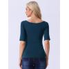 imageAllegra K Womens Half Sleeves Boat Neck Fitted Elbow Length Top Soft TShirtDark Blue