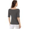 imageAllegra K Womens Half Sleeves Boat Neck Fitted Elbow Length Top Soft TShirtDark Gray