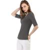 imageAllegra K Womens Half Sleeves Boat Neck Fitted Elbow Length Top Soft TShirtDark Gray