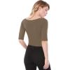 imageAllegra K Womens Half Sleeves Boat Neck Fitted Elbow Length Top Soft TShirtDark Khaki