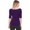 imageAllegra K Womens Half Sleeves Boat Neck Fitted Elbow Length Top Soft TShirtDark Purple