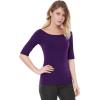 imageAllegra K Womens Half Sleeves Boat Neck Fitted Elbow Length Top Soft TShirtDark Purple