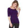 imageAllegra K Womens Half Sleeves Boat Neck Fitted Elbow Length Top Soft TShirtDark Purple