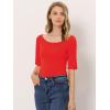 imageAllegra K Womens Half Sleeves Boat Neck Fitted Elbow Length Top Soft TShirtDeep Red