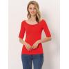 imageAllegra K Womens Half Sleeves Boat Neck Fitted Elbow Length Top Soft TShirtDeep Red