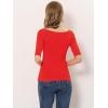 imageAllegra K Womens Half Sleeves Boat Neck Fitted Elbow Length Top Soft TShirtDeep Red