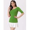 imageAllegra K Womens Half Sleeves Boat Neck Fitted Elbow Length Top Soft TShirtGrass Green