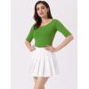 imageAllegra K Womens Half Sleeves Boat Neck Fitted Elbow Length Top Soft TShirtGrass Green