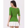 imageAllegra K Womens Half Sleeves Boat Neck Fitted Elbow Length Top Soft TShirtGrass Green