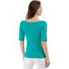 imageAllegra K Womens Half Sleeves Boat Neck Fitted Elbow Length Top Soft TShirtGreen