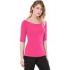 imageAllegra K Womens Half Sleeves Boat Neck Fitted Elbow Length Top Soft TShirtHot Pink