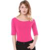 imageAllegra K Womens Half Sleeves Boat Neck Fitted Elbow Length Top Soft TShirtHot Pink