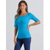 imageAllegra K Womens Half Sleeves Boat Neck Fitted Elbow Length Top Soft TShirtLake Blue
