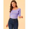 imageAllegra K Womens Half Sleeves Boat Neck Fitted Elbow Length Top Soft TShirtLavender