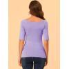 imageAllegra K Womens Half Sleeves Boat Neck Fitted Elbow Length Top Soft TShirtLavender