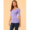 imageAllegra K Womens Half Sleeves Boat Neck Fitted Elbow Length Top Soft TShirtLavender