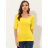 imageAllegra K Womens Half Sleeves Boat Neck Fitted Elbow Length Top Soft TShirtLemon Yellow