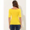 imageAllegra K Womens Half Sleeves Boat Neck Fitted Elbow Length Top Soft TShirtLemon Yellow