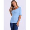 imageAllegra K Womens Half Sleeves Boat Neck Fitted Elbow Length Top Soft TShirtLight Blue