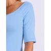 imageAllegra K Womens Half Sleeves Boat Neck Fitted Elbow Length Top Soft TShirtLight Blue