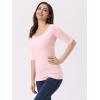 imageAllegra K Womens Half Sleeves Boat Neck Fitted Elbow Length Top Soft TShirtLight Pink
