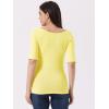 imageAllegra K Womens Half Sleeves Boat Neck Fitted Elbow Length Top Soft TShirtLight Yellow