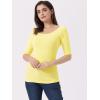 imageAllegra K Womens Half Sleeves Boat Neck Fitted Elbow Length Top Soft TShirtLight Yellow