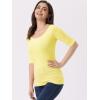 imageAllegra K Womens Half Sleeves Boat Neck Fitted Elbow Length Top Soft TShirtLight Yellow