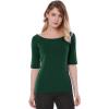 imageAllegra K Womens Half Sleeves Boat Neck Fitted Elbow Length Top Soft TShirtOlive Green