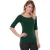 imageAllegra K Womens Half Sleeves Boat Neck Fitted Elbow Length Top Soft TShirtOlive Green