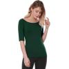imageAllegra K Womens Half Sleeves Boat Neck Fitted Elbow Length Top Soft TShirtOlive Green