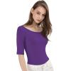imageAllegra K Womens Half Sleeves Boat Neck Fitted Elbow Length Top Soft TShirtPurple